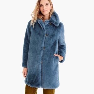Blue JCrew Faux Fur Coat - size Smalll